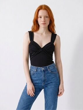 Marciano Black Twist-Front Bandeau Tank